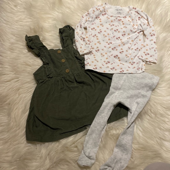 Carter's Other - 3/25$ Carter's Child of Mine 3 piece set with Dress Floral shirt and Tights